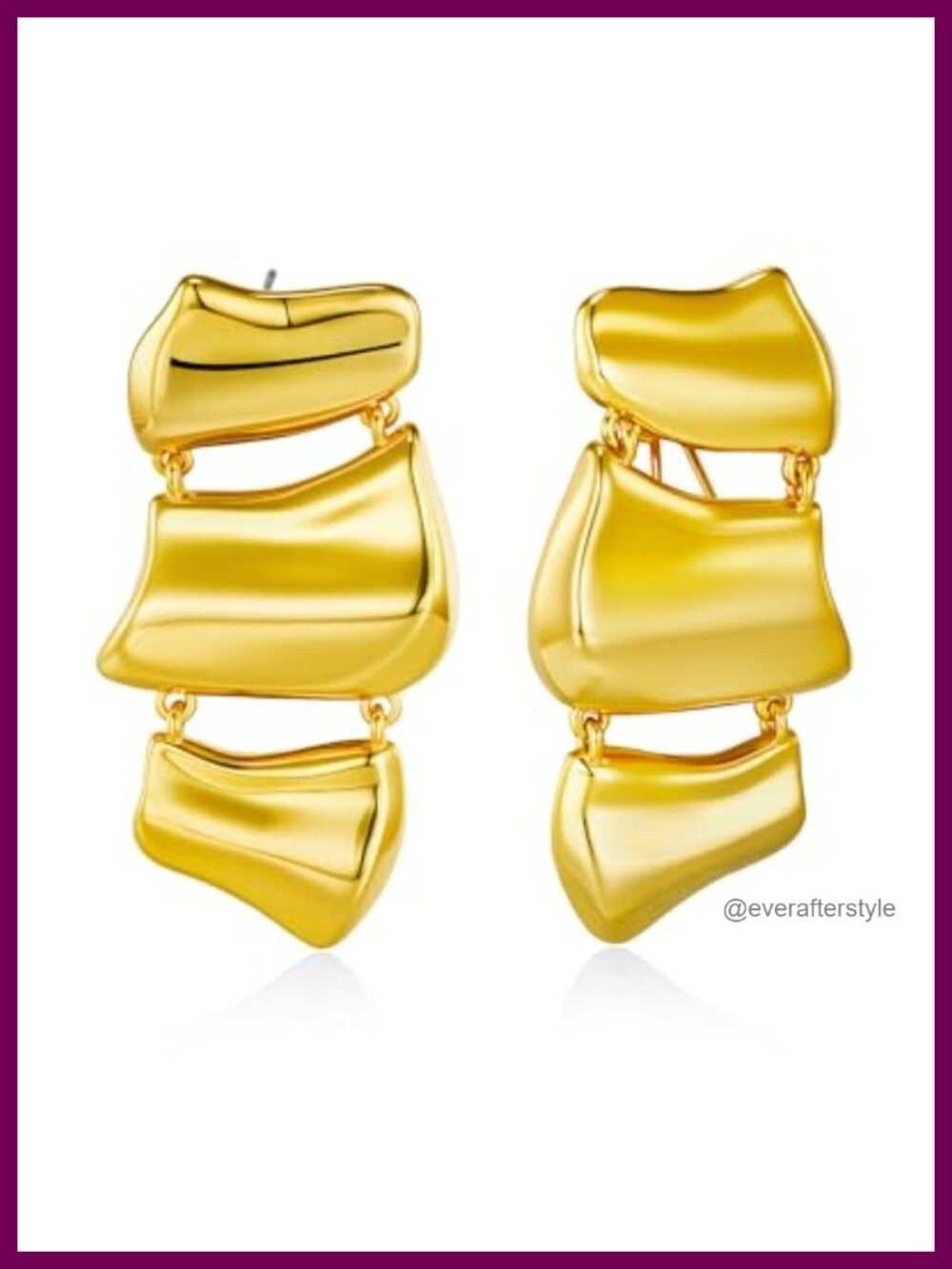18K Gold Plated Abstract Sculptural Drop Earrings Statement Dangle